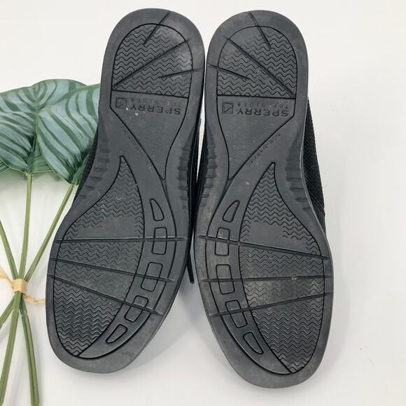 Sperry Top-Sider Black Bluefish 2-Eye Leather Slip On Tie Accent Boat Shoes - Picture 5 of 10